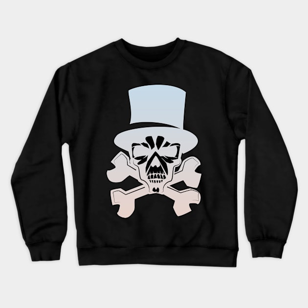 Bold, Cool Design of a Skull in a Top hat for People who love Funky Designs Crewneck Sweatshirt by The Rag Trade 2021